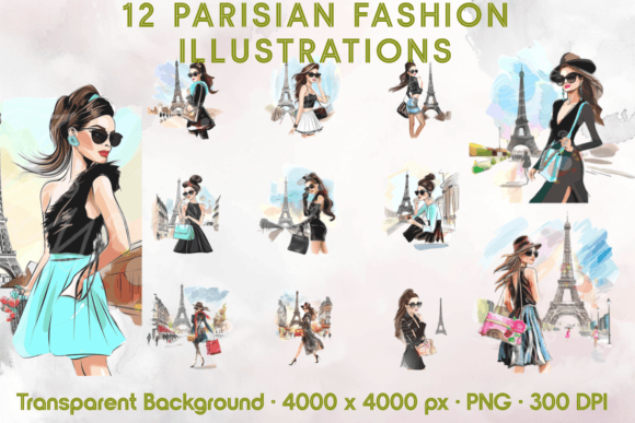Download Parisian Chic Shopping Clip Art Bundle - Parisian Collection