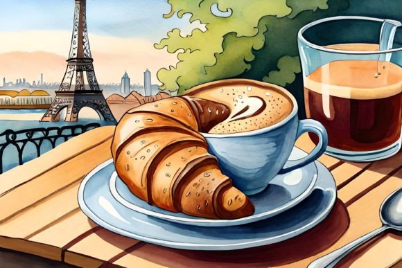 Download Parisian Breakfast Clipart Illustration - Parisian Collection