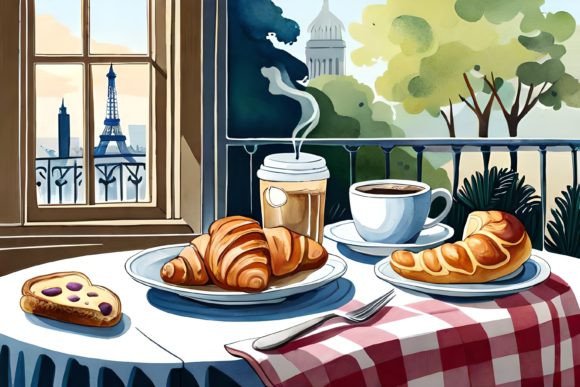 Download Parisian Breakfast Clipart Illustration - Parisian Collection