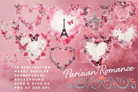Download Clipart Pink Hearts Parisian Sublimation - Parisian Collection